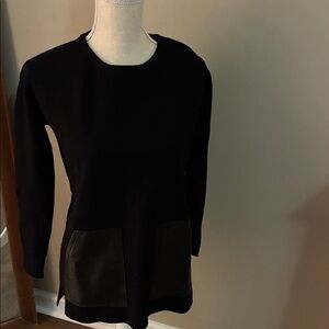 J. Crew Classic Black Crew Neck Sweater with leather  Pockets